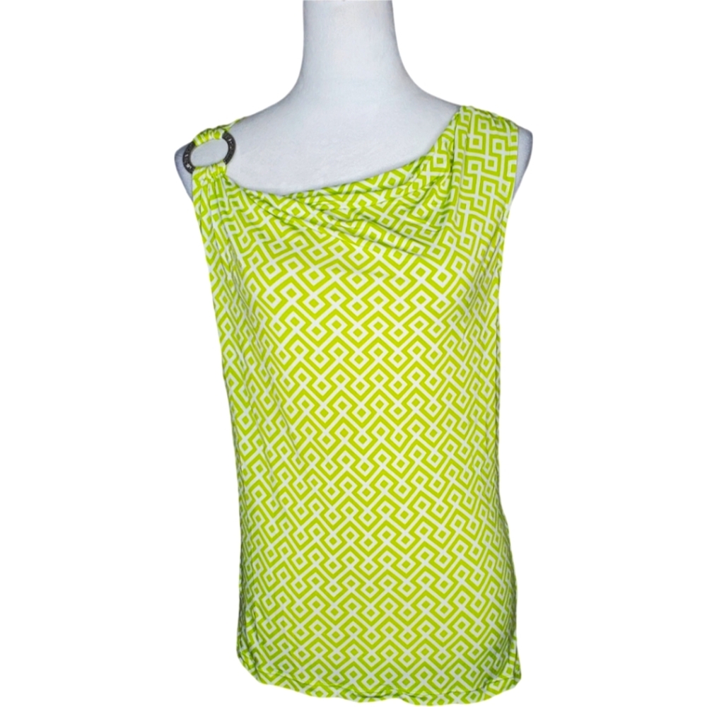 MICHAEL Michael Kors Geometric Print Sleeveless Shoulder Ring Top